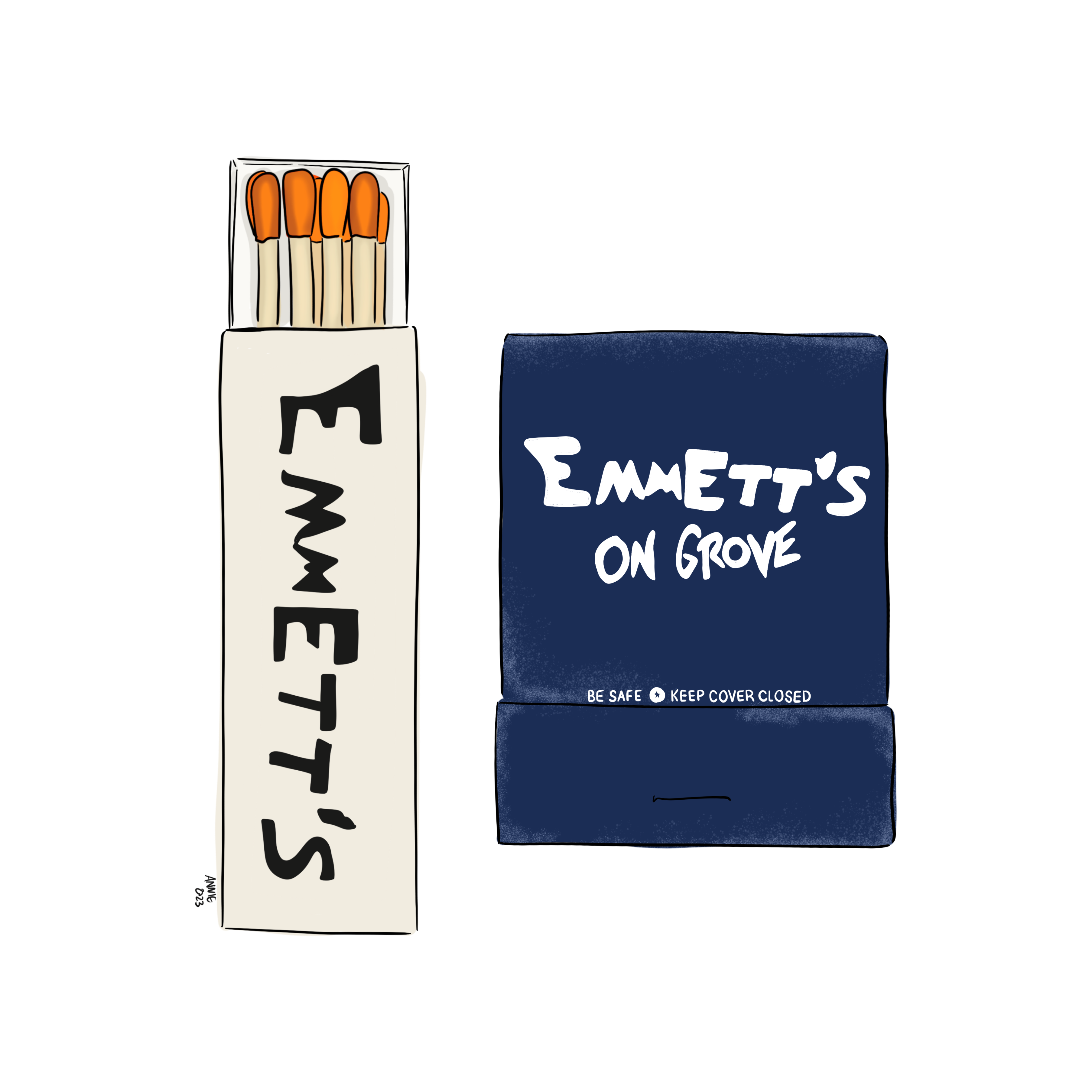 Emmette's / Emmette's on Grove Matchbook Set